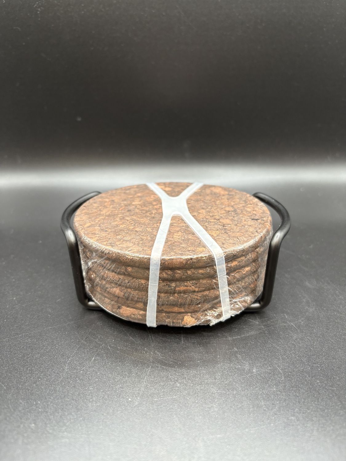 Home Decor. USA. Thirstystone. Coasters [NEW]. Dark Cork with Black Holder. 4.5&quot; W