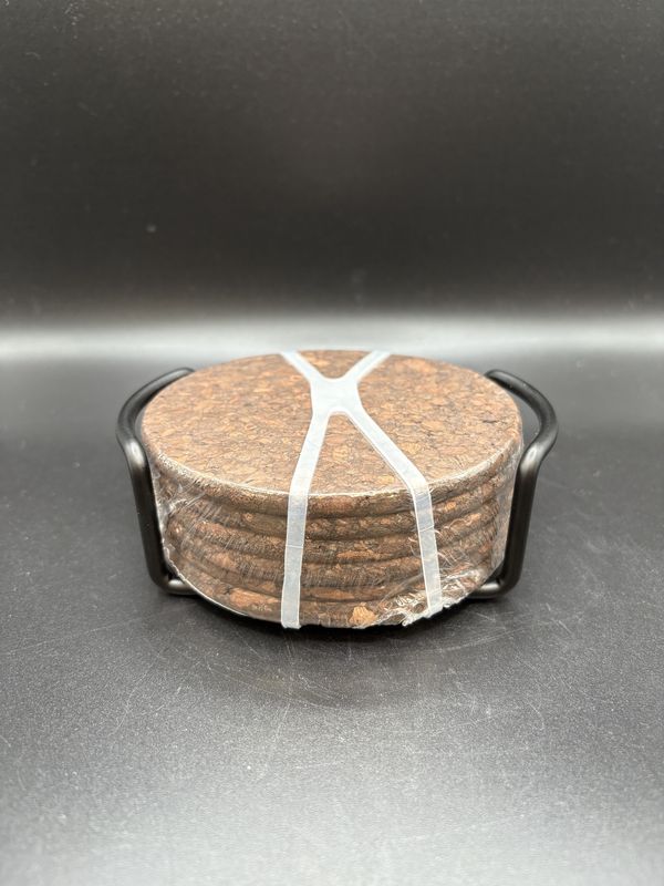 Home Decor. USA. Thirstystone. Coasters [NEW]. Dark Cork with Black Holder. 4.5&quot; W