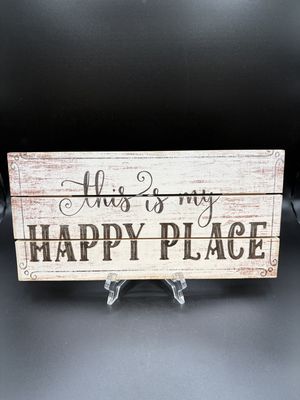 Home Decor. USA. Highland Home. Sign [NEW].  This is My Happy Place Slatted Wooden Sign. 12"W x 6"H
