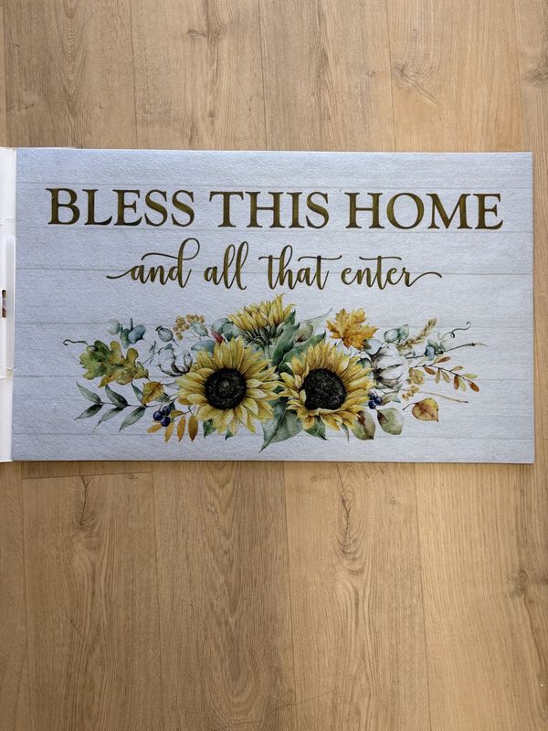 Home Decor. USA. Highland Home. Floor Mat [NEW]. Bless This Home Decorative Entryway Mat. 29.5&quot;W x 17.75&quot;H