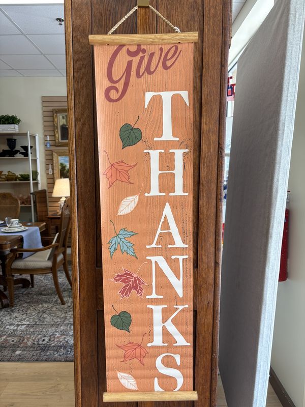 Home Decor. USA. Highland Home. Banner [NEW]. Give Thanks Banner Greeter. 11&quot;W x 44.5&quot;H