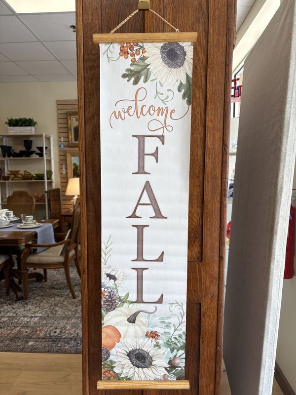 Home Decor. USA. Highland Home. Banner [NEW]. Farmhouse Fall Banner Greeter. 11&quot;W x 44.5&quot;H