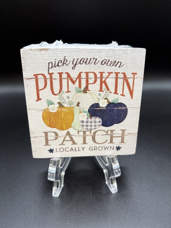 Home Decor. USA. Highland Home. Wooden Block [NEW]. Pumpkin Patch Decorative Block. 4&quot;W