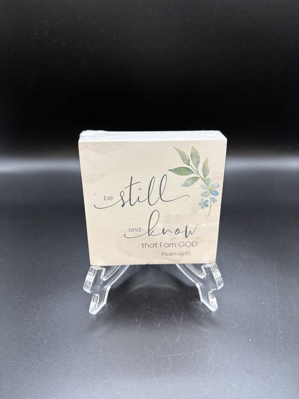 Home Decor. USA. Highland Home. Wooden Block [NEW]. Be Still and Know Decorative Block. 4&quot;W