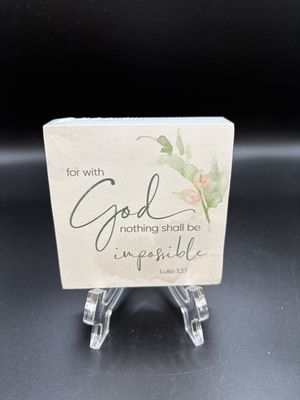 Home Decor. USA. Highland Home. Wooden Block [NEW]. Nothing Shall be Impossible Decorative Block. 4"W
