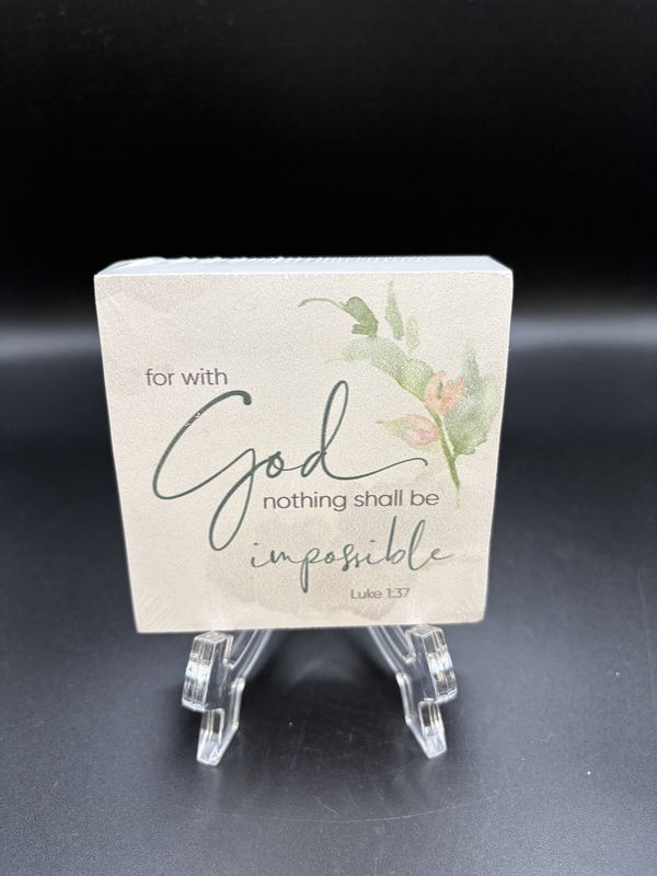 Home Decor. USA. Highland Home. Wooden Block [NEW]. Nothing Shall be Impossible Decorative Block. 4&quot;W