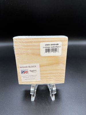 Home Decor. USA. Highland Home. Wooden Block [NEW]. Cover with Feathers Decorative Block. 4"W