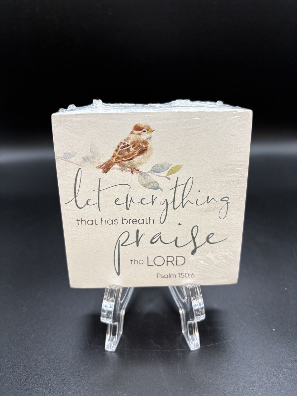 Home Decor. USA. Highland Home. Wooden Block [NEW]. Let Everything Praise Decorative Block. 4&quot;W
