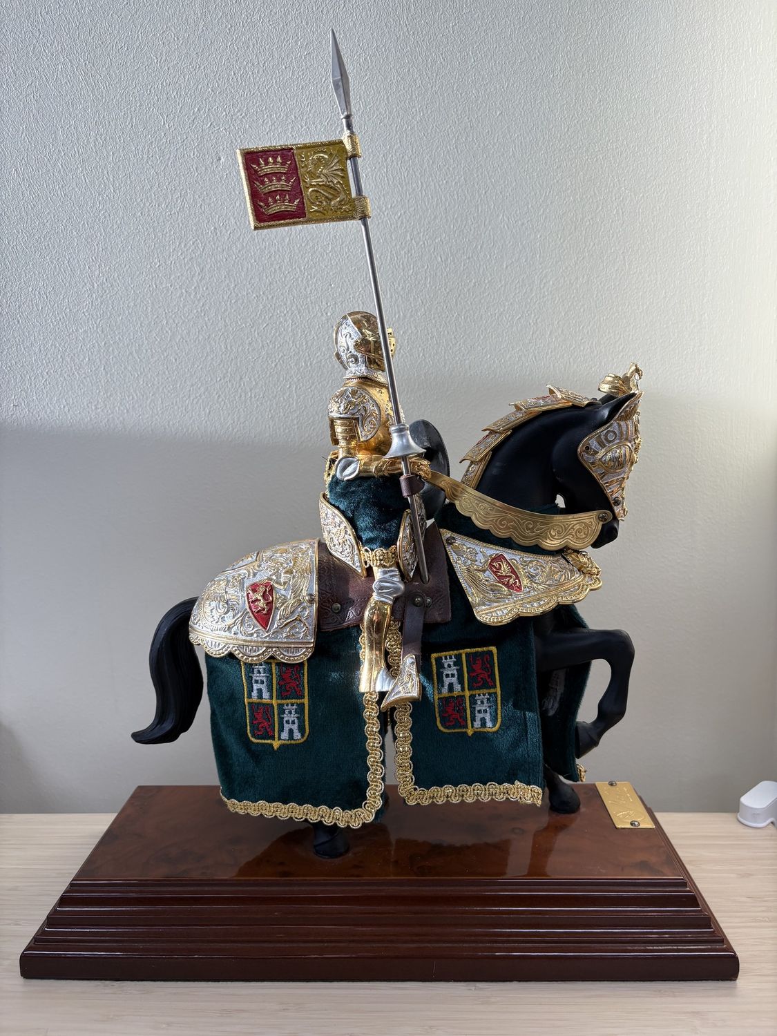 Figurine. Spain. Marto. Mounted Knight Figure. Highly Detailed w/ Gold Finish. 18&quot;H