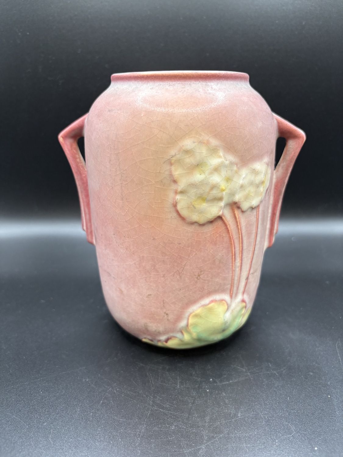 Ceramic. USA. Roseville Pottery. 761-6. Primrose Pink Art Deco Vase. 7&quot;H