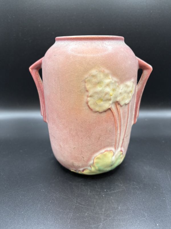 Ceramic. USA. Roseville Pottery. 761-6. Primrose Pink Art Deco Vase. 7&quot;H