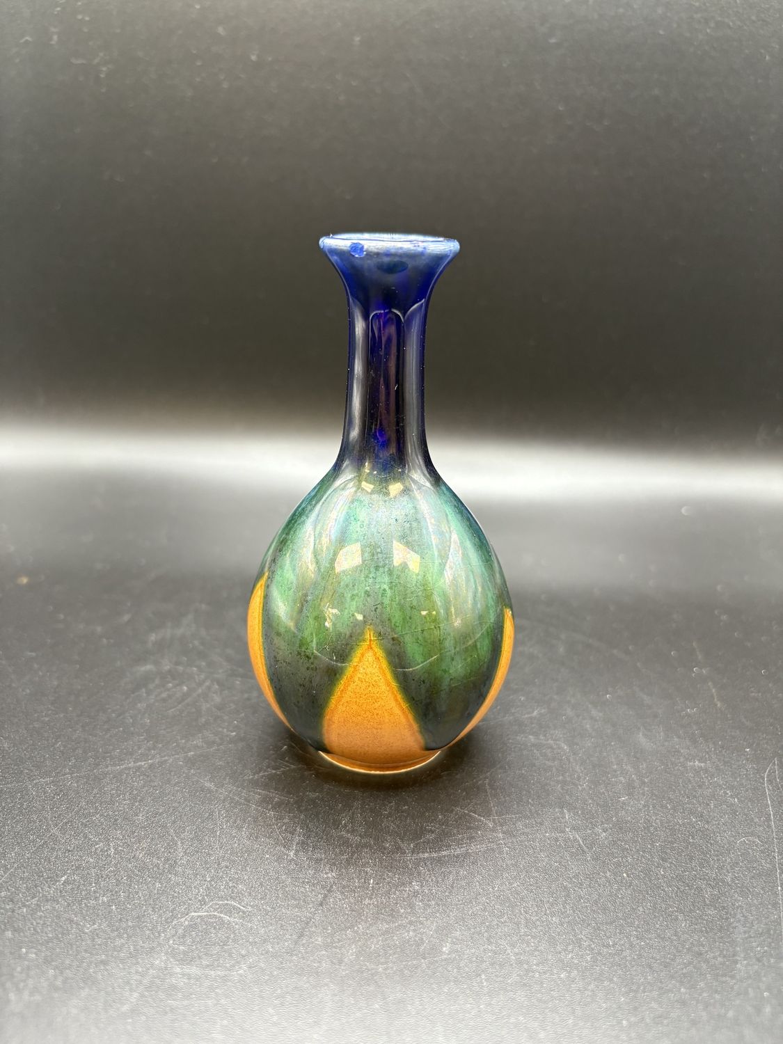 Vase. Japan. Miniature Drip Glaze Vase. 4.5&quot; H