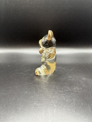 Figurine. Glass. Teddy Bear w/Gold Accents. 3.5''H
