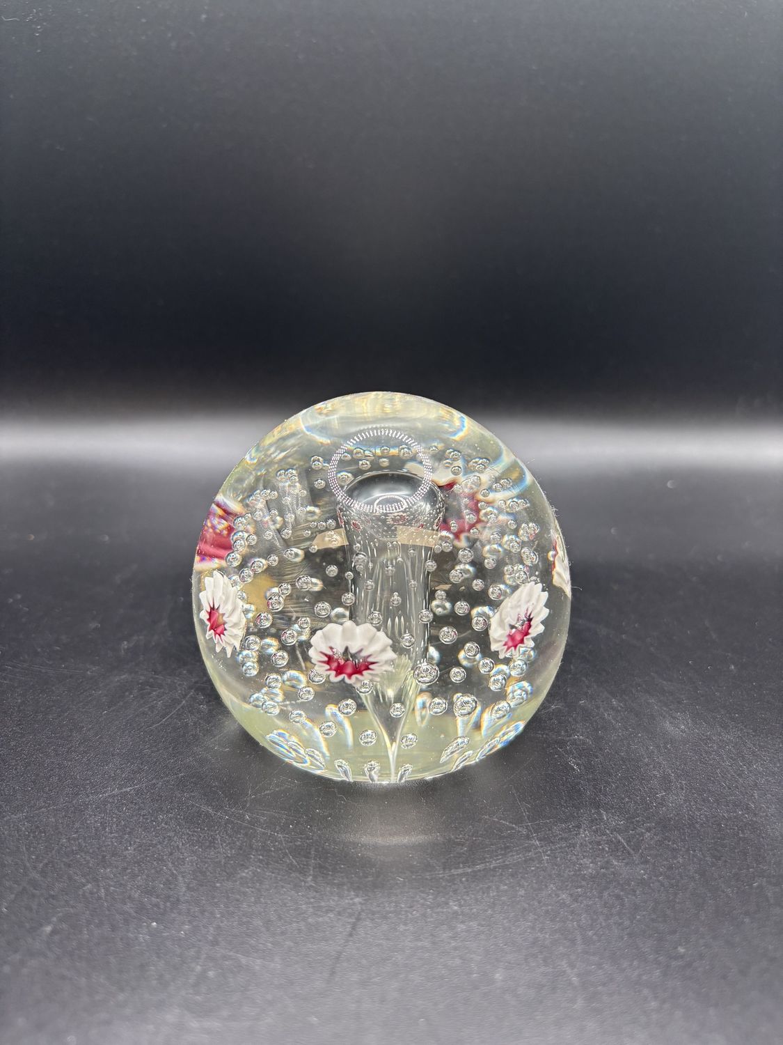 Home Decor. Glass. Murano Style Floral Paperweight. 3&quot;H
