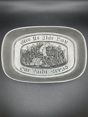 Kitchen Misc. Wilton Armetale. Pewter Bread Tray. "Give us This Day Our Daily Bread". 9.5"L x 6.5"W