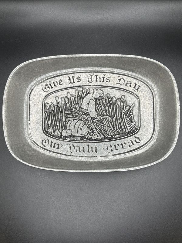 Kitchen Misc. Wilton Armetale. Pewter Bread Tray. &quot;Give us This Day Our Daily Bread&quot;. 9.5&quot;L x 6.5&quot;W