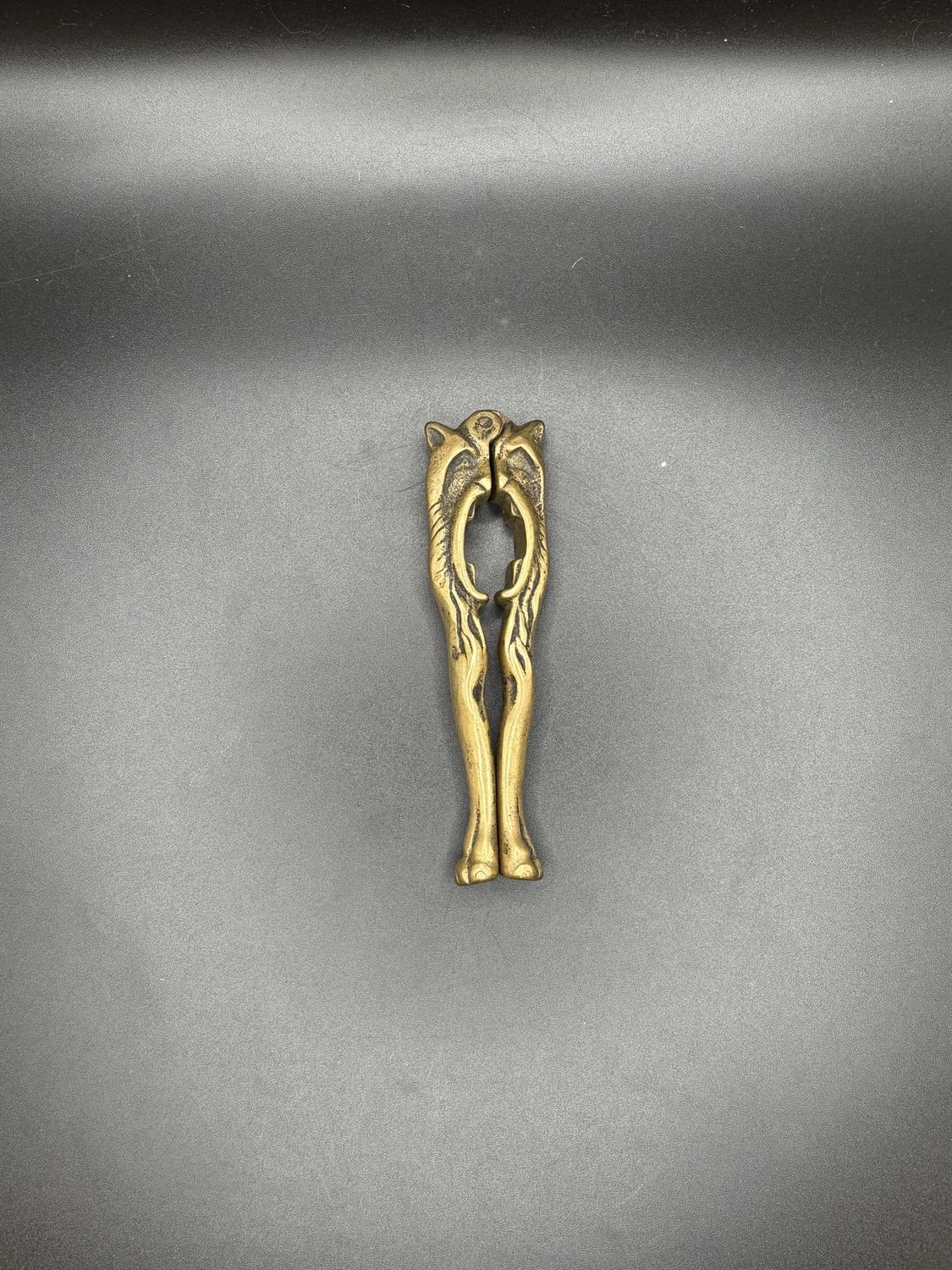 Kitchen Misc. Brass Fox Handheld Nutcracker. Vintage. 5&quot; L