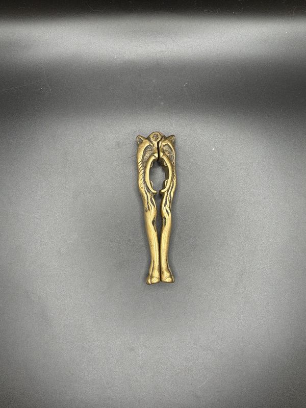 Kitchen Misc. Brass Fox Handheld Nutcracker. Vintage. 5&quot; L