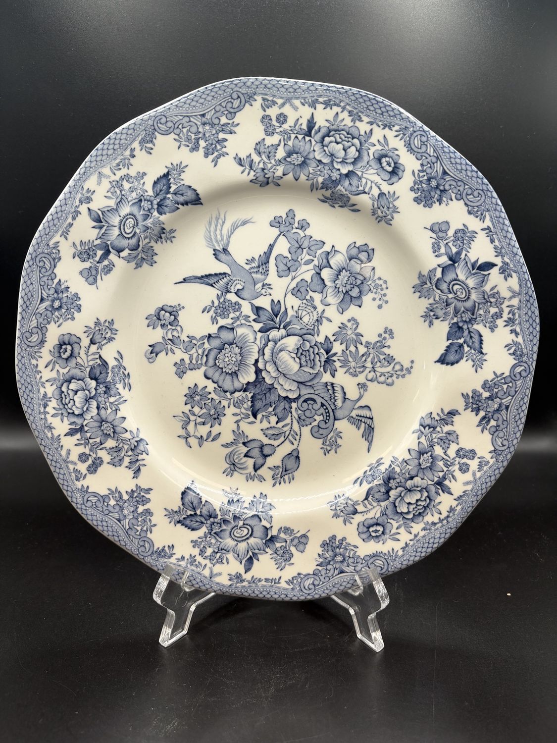 Dishware. England. Premiere. Johnson Brothers Asiatic Pheasant Blue Dinner Plate. 10&quot;W