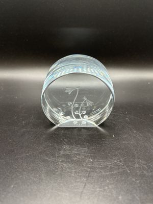 Home Decor. USA. Oval Etched Dragonfly Glass Paperweight. 3.25"W