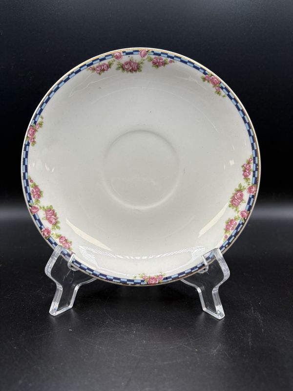 Porcelain. Floral Plate Set (Unmarked). 4pc Plate and Saucer Set. 6&quot;W