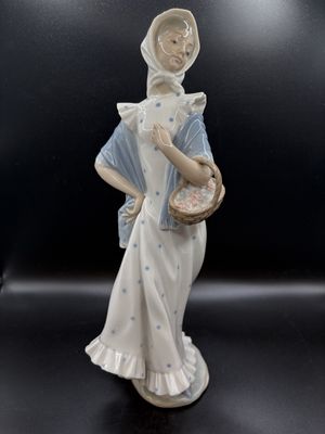 Figurine. Spain. Lladro Nao. "Girl with a Basket of Roses." 13.25"H