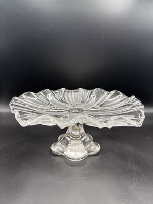 Glass. Germany. Mikasa. Satin Tulips Footed Platter. 9.25"W x 4"H