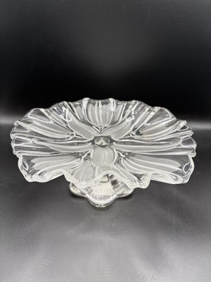 Glass. Germany. Mikasa. Satin Tulips Footed Platter. 9.25"W x 4"H