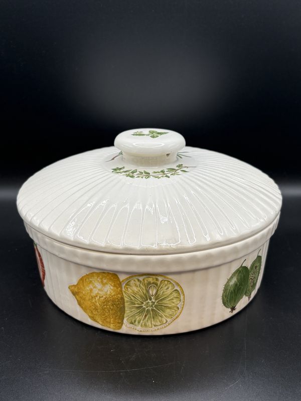 Ceramic. England. T.G. Green. Harvest Festival Casserole Dish with Lid. 8"W