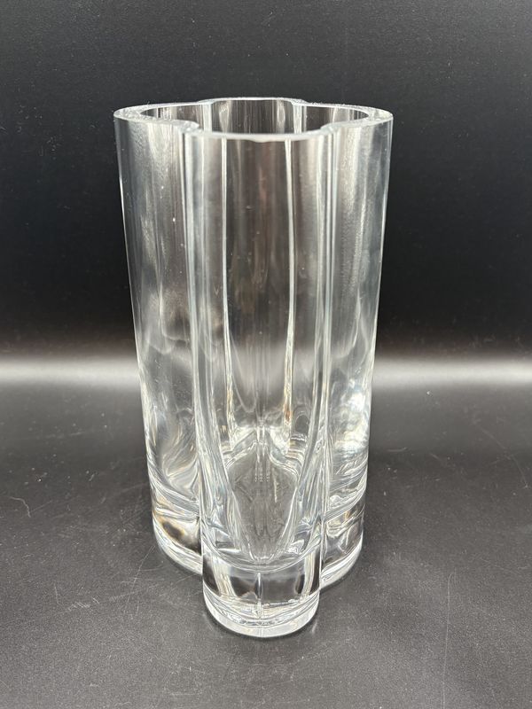 Crystal. Poland. Cloud-shaped Handmade Vase. Clear. 7.5"