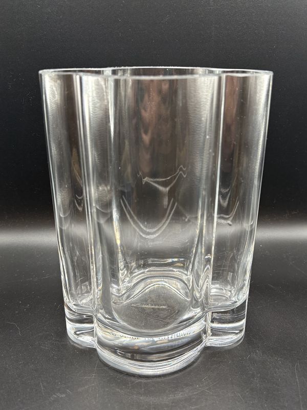 Crystal. Poland. Cloud-shaped Handmade Vase. Clear. 7.5&quot;