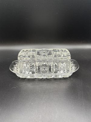 Glass. USA. Anchor Hocking. Butter Dish with Lid. 7.5"L x 3"W