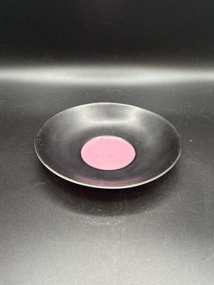 Porcelain. England. Collingwood. Teacup with Saucer. Black with Purple/Pink Interior. Teacup is 2.25"H