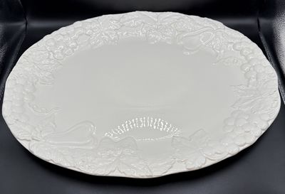 Ceramic. Japan. Himark. Serving Platter w/ a Fruit Motif. White. 18.75"L x 14"W