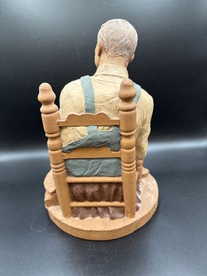Sculpted Figure. USA. Tom Clark. #5414 "Yancey" (Retired). Man Sitting and Carving Wood. 1999. 9.25"H