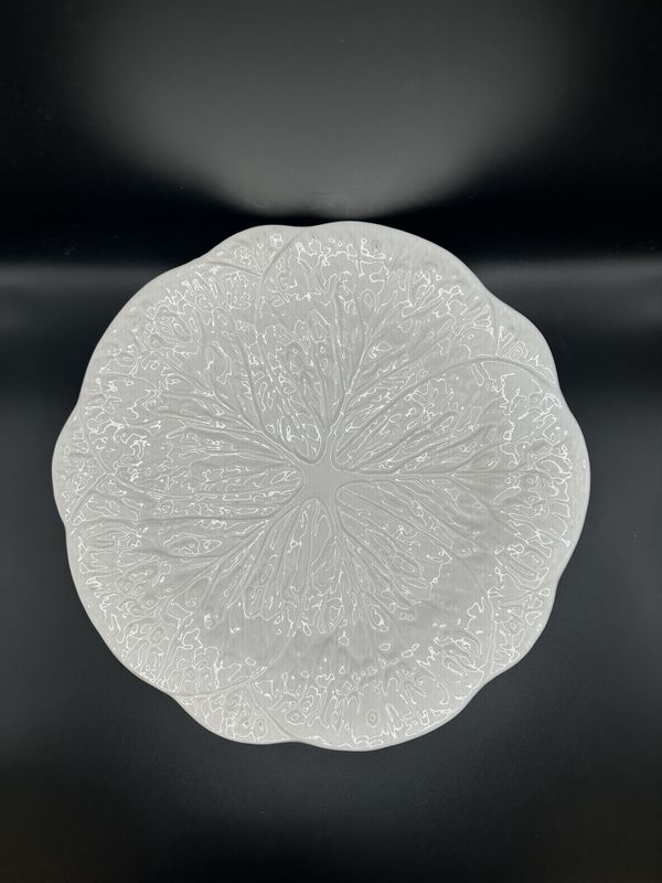 Ceramic. Platter. Cabbage Leaf Design. 11&quot;W