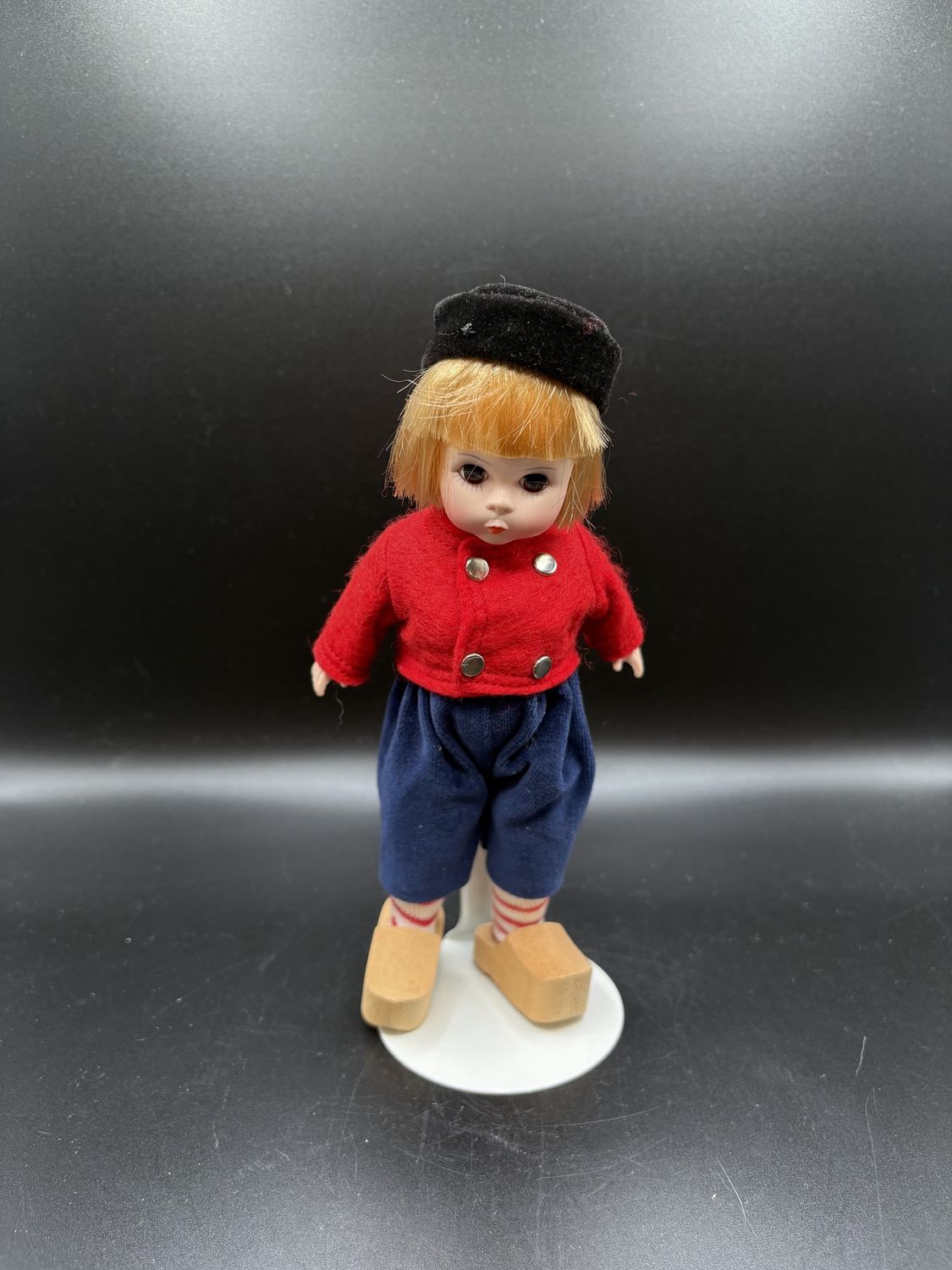 Dolls. USA. Madame Alexander. Netherlands Boy w/ Stand &amp; Original Box. 8&quot;H
