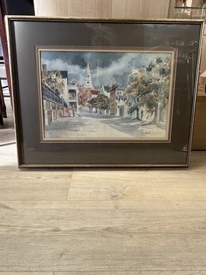 Artwork (Watercolor Print). USA. Virginia Fouche Bolton. "Meeting Street". Limited Edition. 26"W x 21"H