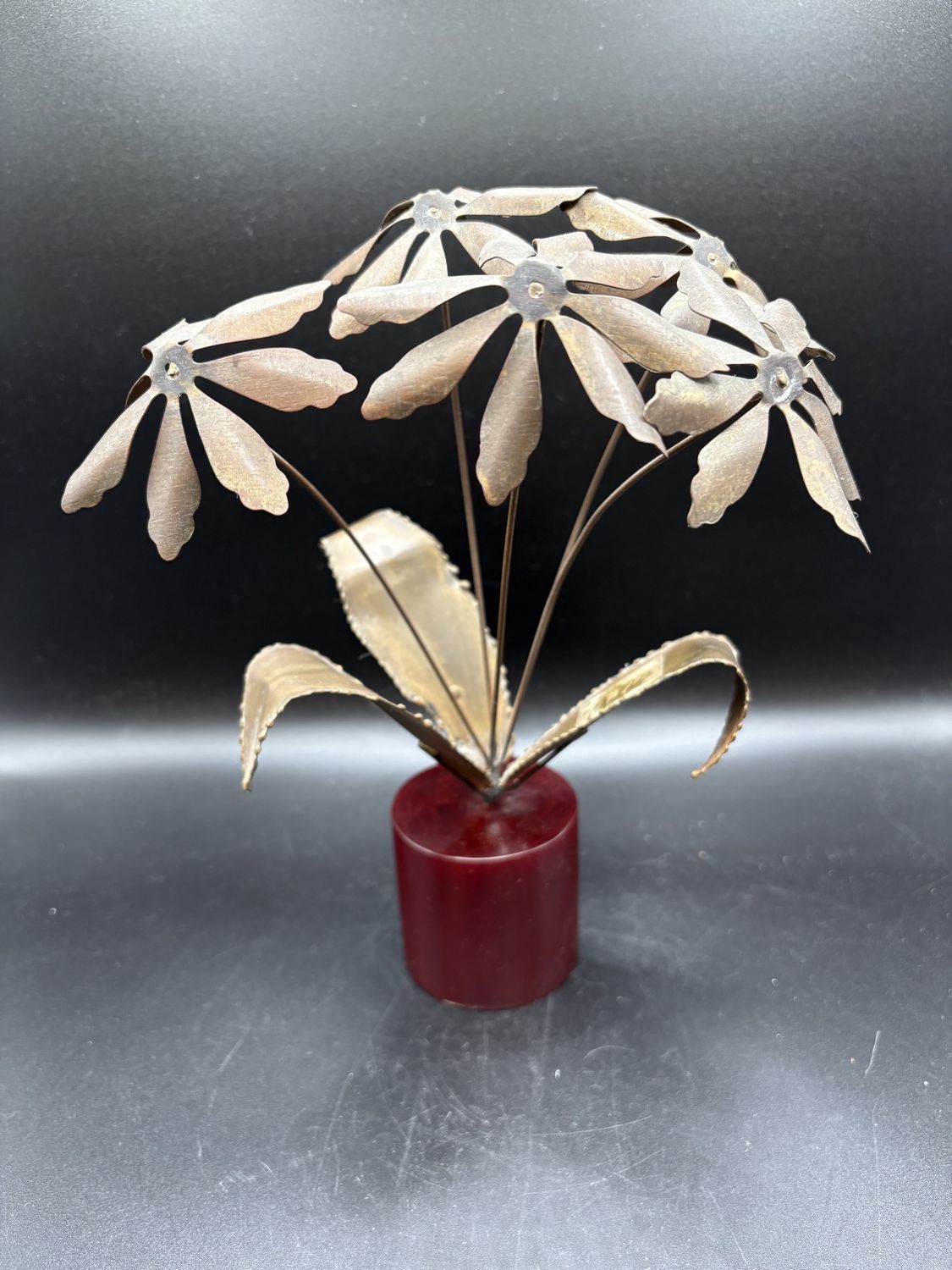 Sculpture. USA. Friedle. Metal Flower Bouquet. Vintage (1960s). 9&quot;H