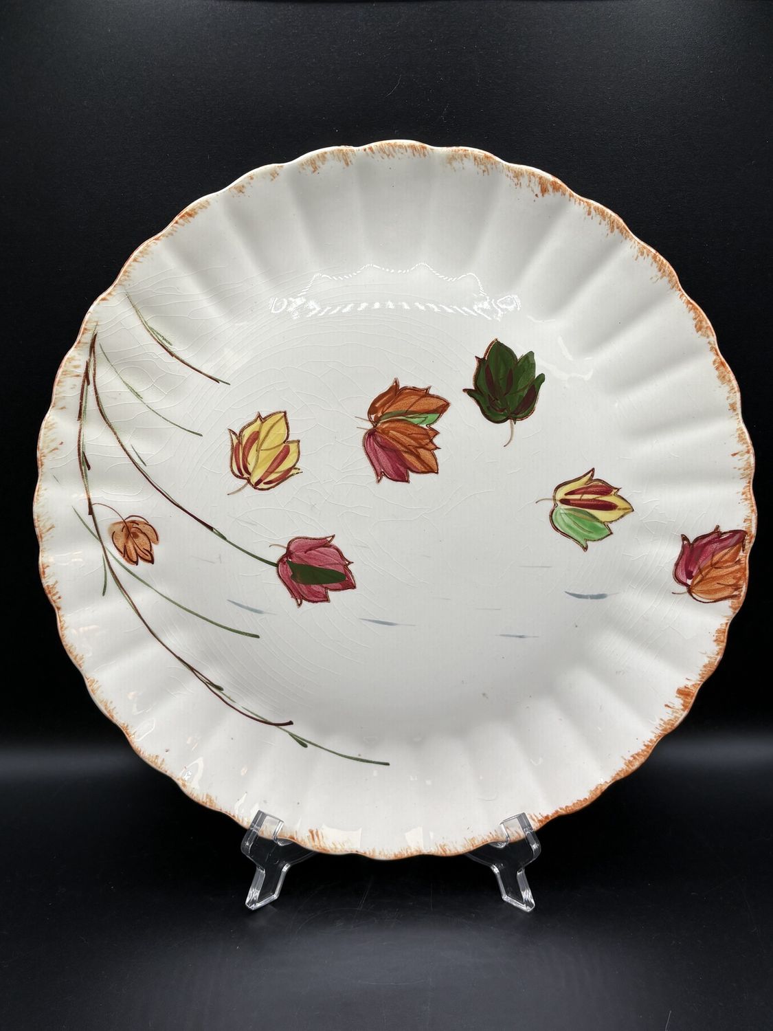 Ceramic. USA. Blue Ridge  Southern Potteries Falling Leaves Dinner Plate. 11.50&quot;W