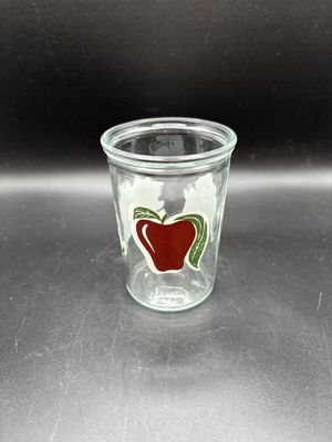 Glass. USA. Bama. Vintage Jelly Jar Juice Glass w/ Fruit Design. 4"H
