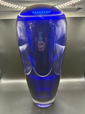 Glass. Poland. Cobalt Blue Vase. 13"H