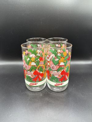 Glass. USA. Coca-Cola. Jack's Christmas Drink Tumblers. Set of 4. 5.75"H