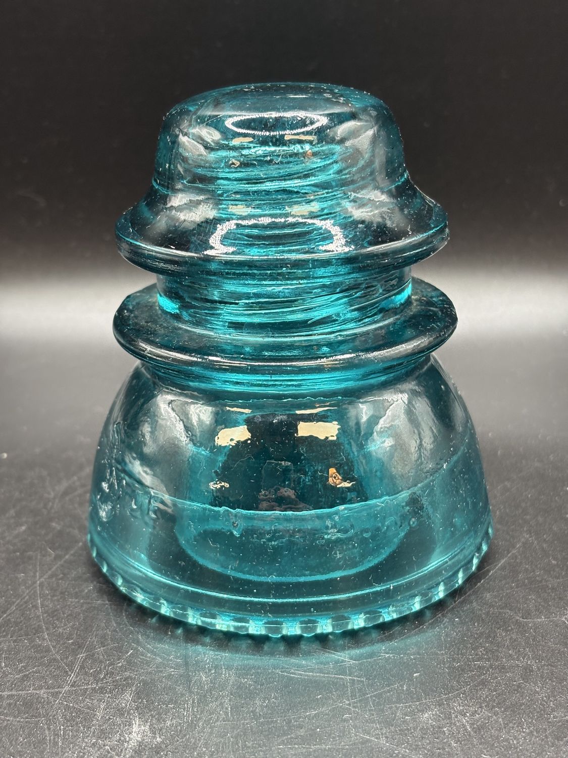 Home Decor. USA. Hemingray Glass Company. Teal 42 Glass Insulator (Paperweight). 4.5&quot;H