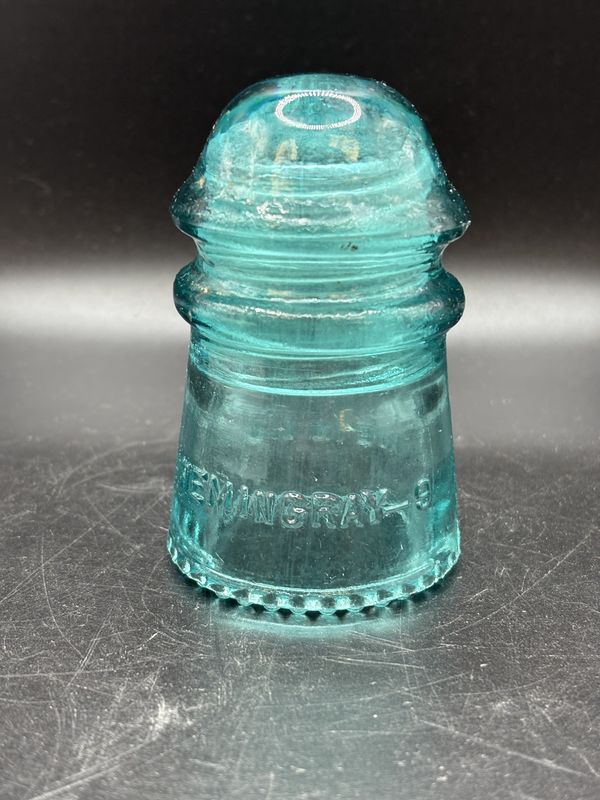Home Decor. USA. Hemingray Glass Company. No. 9 Teal Glass Insulator (Paperweight). 4"H