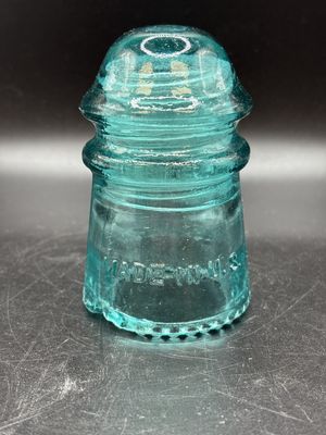 Home Decor. USA. Hemingray Glass Company. No. 9 Teal Glass Insulator (Paperweight). 4"H