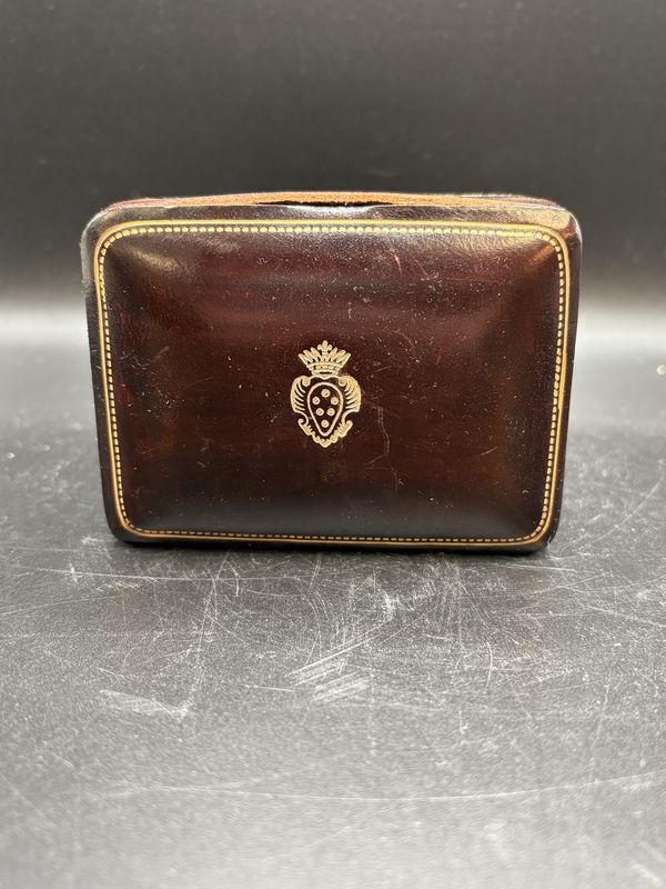 Jewelry Box. Italy. Florentine Genuine Leather Box. 4.5&quot;H