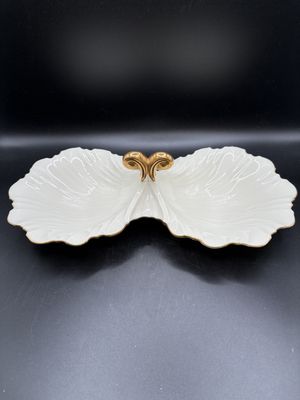 Dishware. Japan. Mikasa. Bone Ivory China Candy Dish w/ Gold Trim. 12"W