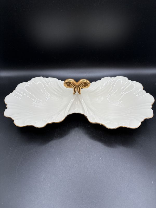 Dishware. Japan. Mikasa. Bone Ivory China Candy Dish w/ Gold Trim. 12&quot;W