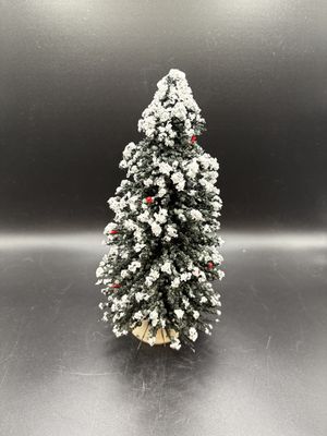 Home Decor. USA. Byers Choice. Small Frosted Evergreen Tree w/Red Berries Christmas Decoration. 9"H